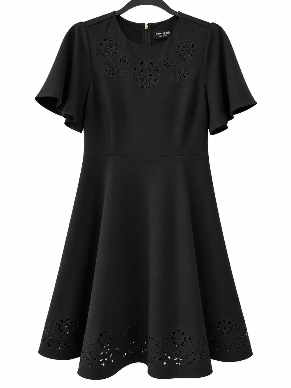 Kate Spade New York Black Floral Eyelet Fit & Flare Dress Size 10
